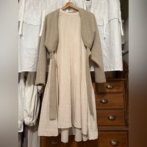 SNIDEL Beige Knit Cardigan and Cream Dress Set